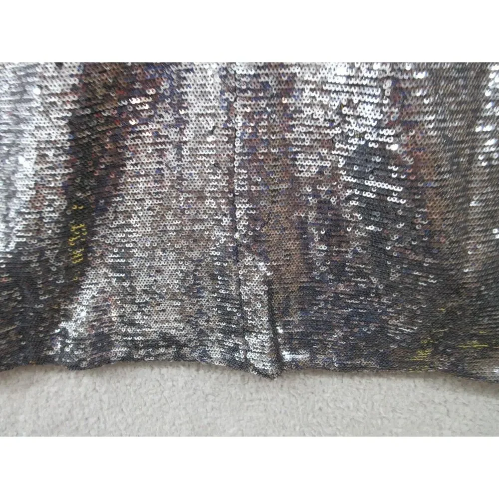 NWT Ralph Lauren Women Sz 12 Silver Sequined Party Cocktail Dress Round Neck - Picture 14 of 16